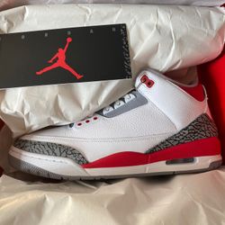 US Size 11.5 Jordan 3 Retro Fire Red 2022