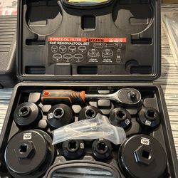Oil Filter Socket Set, 11 Pcs Oil Filter Wrench Set, 3/8" Drive Metric Cap Oil Filter Removal Tool, Low Profile Filters Socket Set, Ratchet Wrench & e