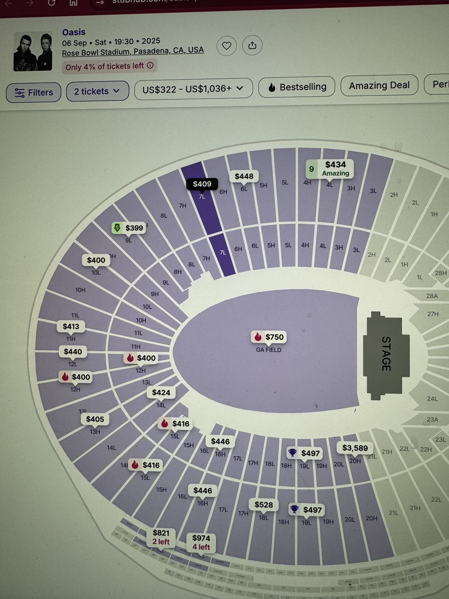 Oasis With Cage The Elephant Ticket 4 Available Saturday 9/6