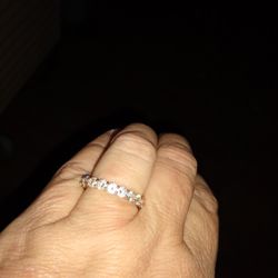 14 kt Gold 21 Cubic Zirconia Eternity Ring 