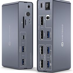 KVM Docking Station 4K120Hz Displayport USB C KVM Switch 2 Monitors 2 Computers 13-in-1 for Laptop & Desktop 10Gbps USBC + USBA 3.2 Date 5Gbps USB 3.0