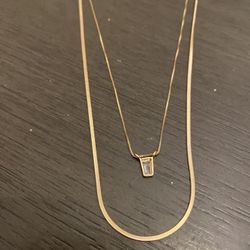 A New Day Gold Double Chain Necklace With Small Charm 