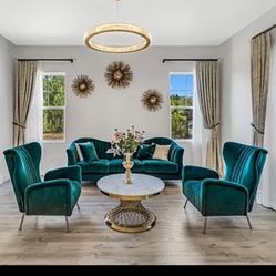 Beautiful Modern Emerald Green Sofa Set