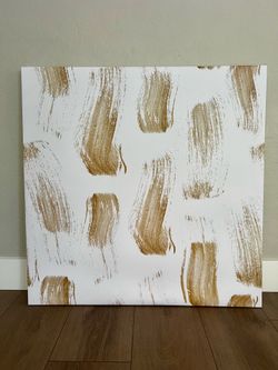 36x36 EXTRA LARGE Modern White And Golden Brown Brushed Canvas Wall Art