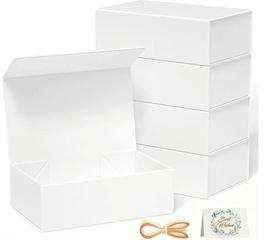 RYDDOY 5 Pack White Gift Box, 9.5x6x3'' Gift Boxes with Lids for Presents