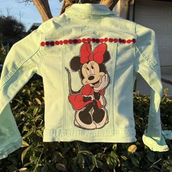  Disney Themed Girl’s Size 8 Custom Stretch Justice Jacket Light Green