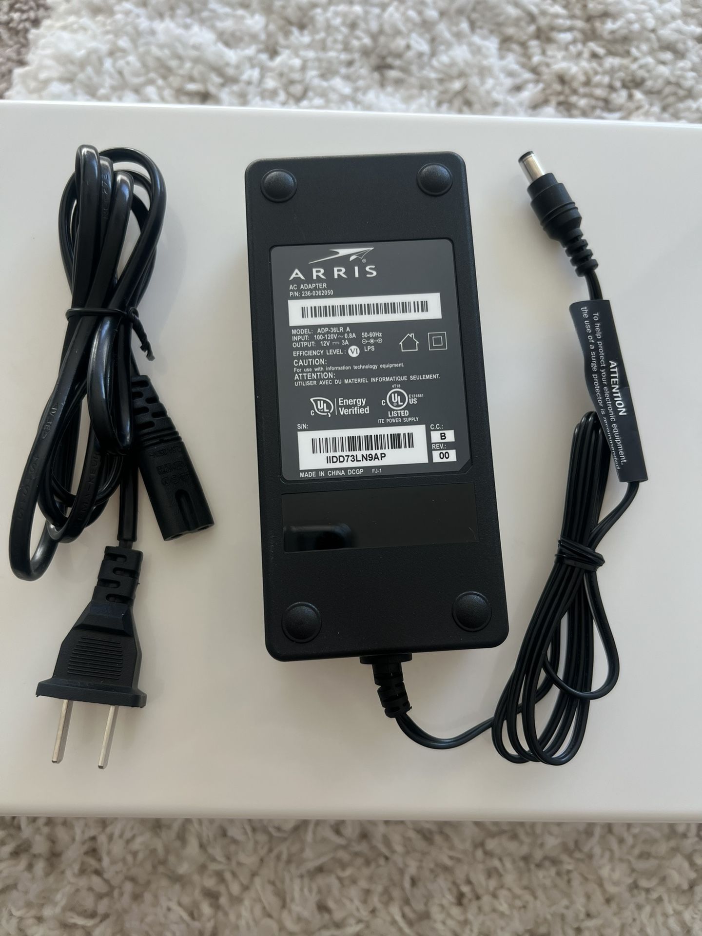 Genuine Arris ADP-36LR A AC Power Supply Adapter (contact info removed)050 12V 3A 36W Charger
