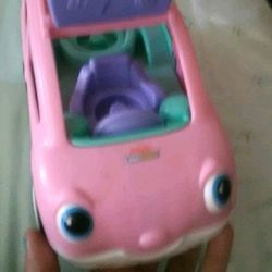 Fisher-Price little people pink car Laughs, Sings, and  Honks