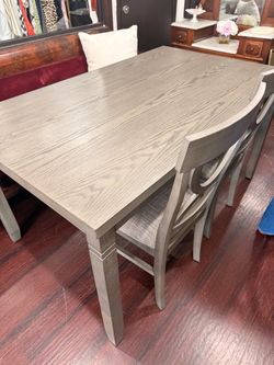 Gray Oak Dining Table with Chairs