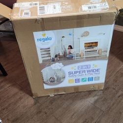 Regalo Super Wide Baby Gate and Play Yard, 56-144 in, White, Ages 6-24 Months