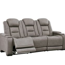The Man-Den Gray Power Reclining Sofa

