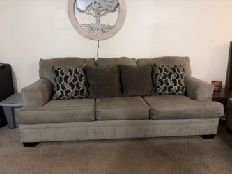 Gray Fabric 3-Seat Sofa with Cushions