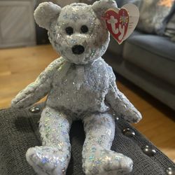 TY Beanie Baby The Beginning White Bear Silver Star