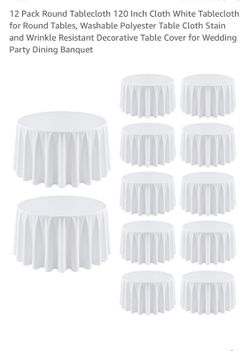 12 White Round Tablecloths 