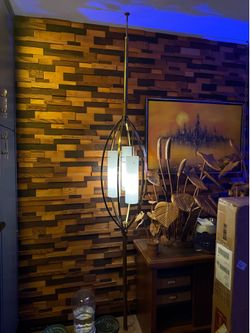 Vintage Brass Bird Cage Tension Pole Lamp