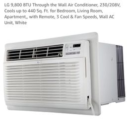 BEAT THE HEAT!!! 🔥LG 9,800 BTU Thru the Wall Air Conditioner, Cools up to 440 Sq. Ft. Bedroom, Living Room, Apartment, w/Remote, 3 Cool & Fan Speeds,