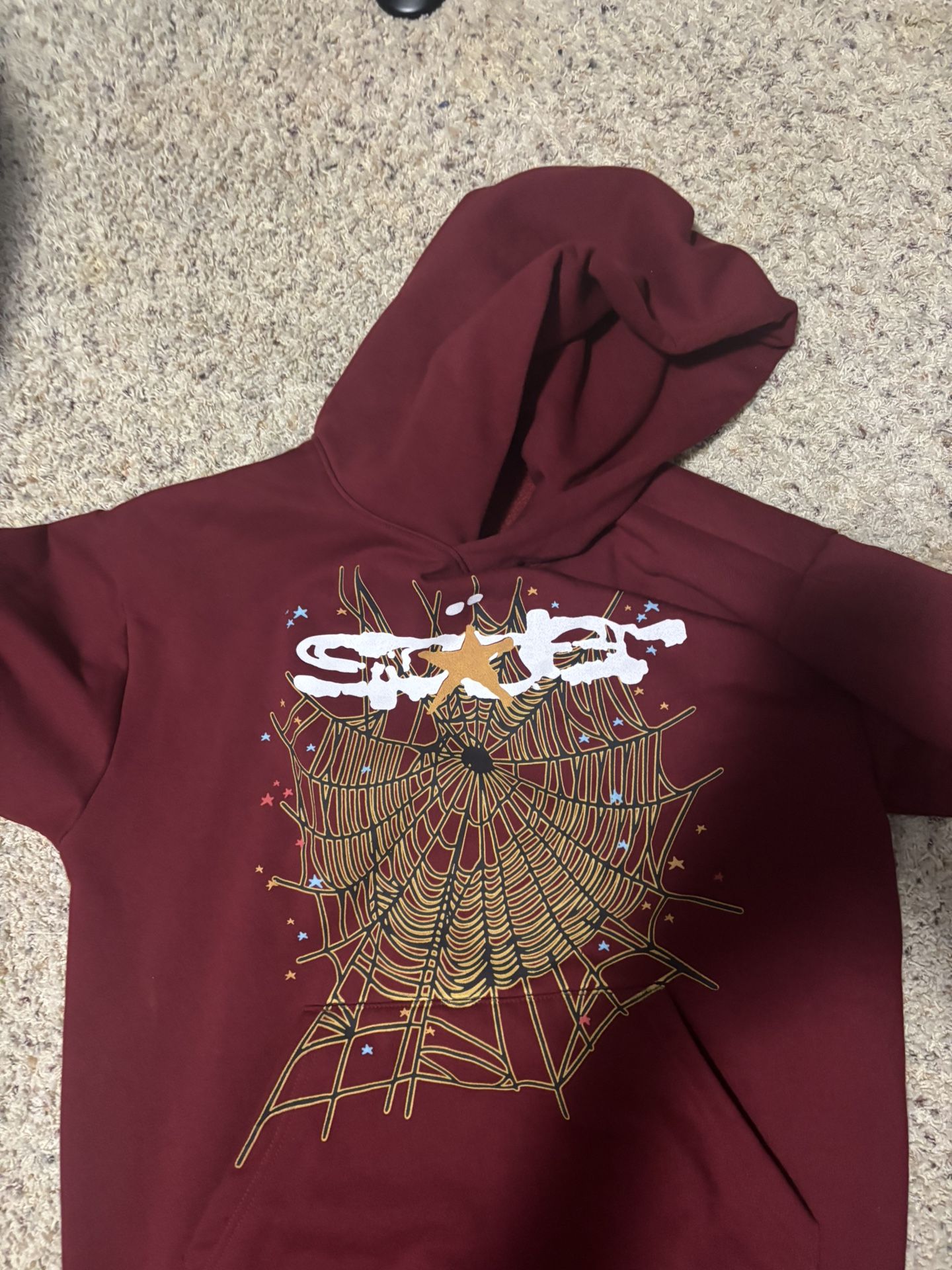 maroon sp5der hoodie