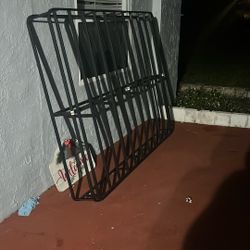 Queen black metal boxspring/bed frame