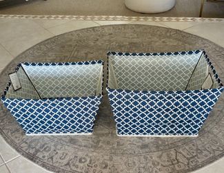 NEW 2 Blue and White Collapsible Storage Baskets