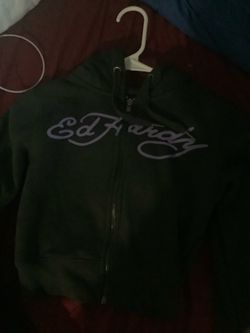 EdHardy Black and Purple Cropped Zipup