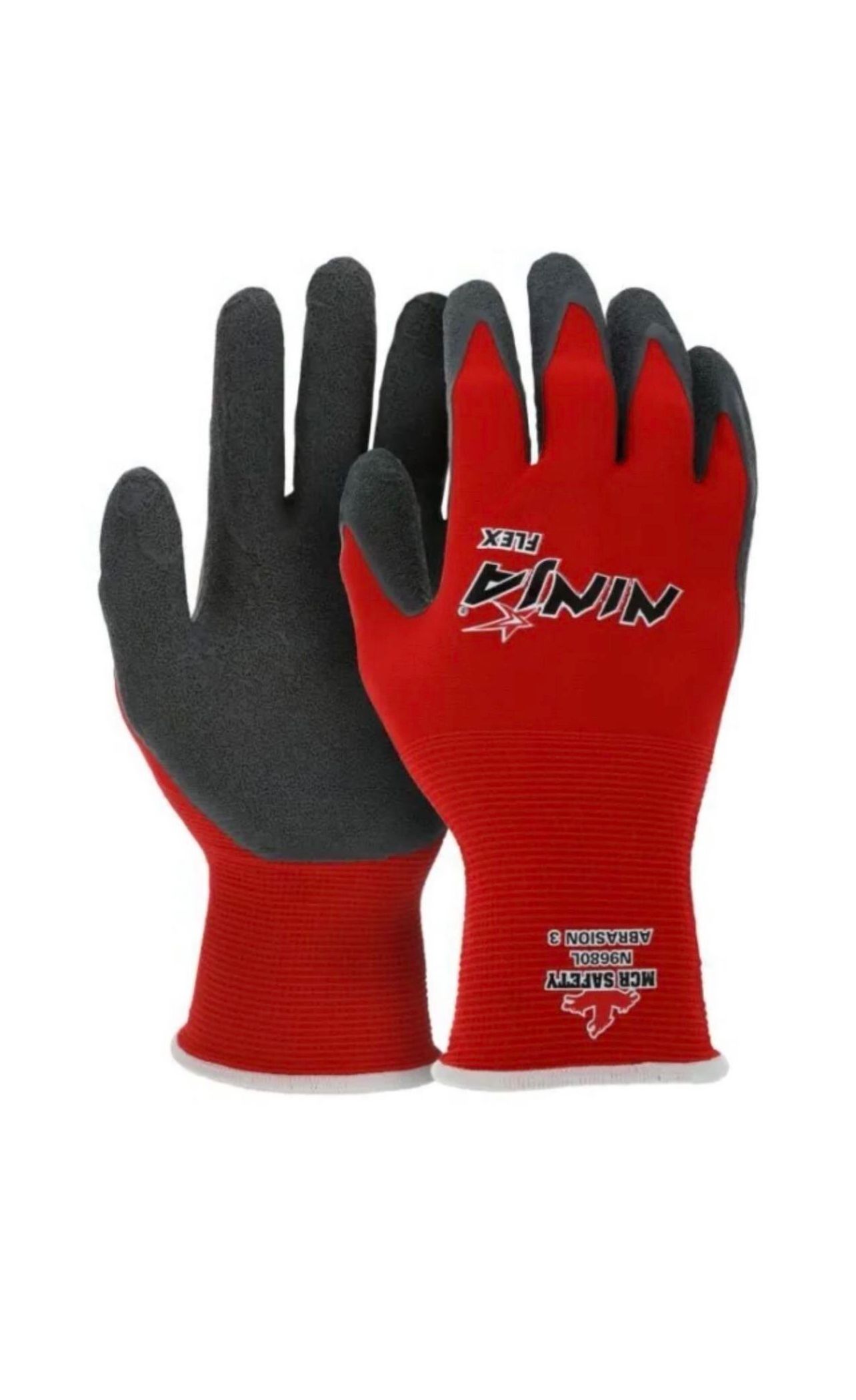 MCR Safety N9680 Ninja Flex Latex Coated Gloves - 15 Gauge Nylon Shell - Red (Price Each)