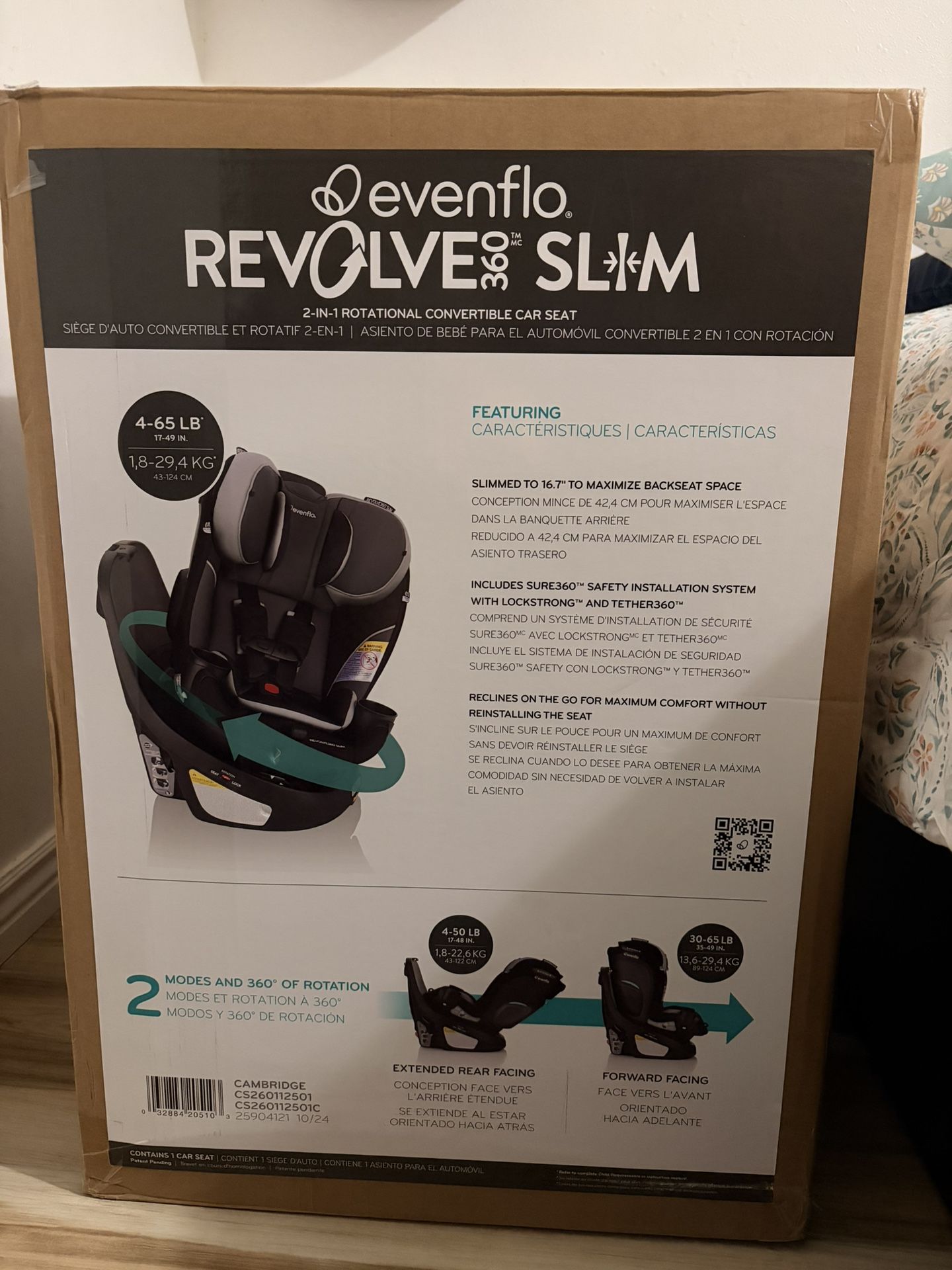 Evenflo Revolve360 Slim 2-in-1 Rotational Convertible Car Seat – Brand New, Unopened