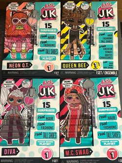 LOL Surprise JK Mini Fashion Dolls - Neon QT, Queen Bee, Diva, MC Swag