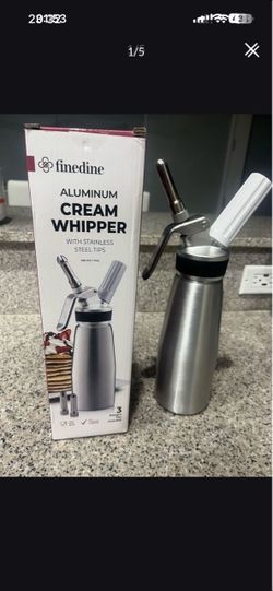 NEW Aluminum Whipped Cream Whipper Dispenser with 3 Nozzles, Brush