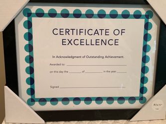 Certificate of Excellence Frame 8.5x11