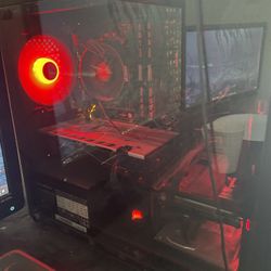 Gaming PC with Monitor, mouse, Keyboard, headset, and microphone