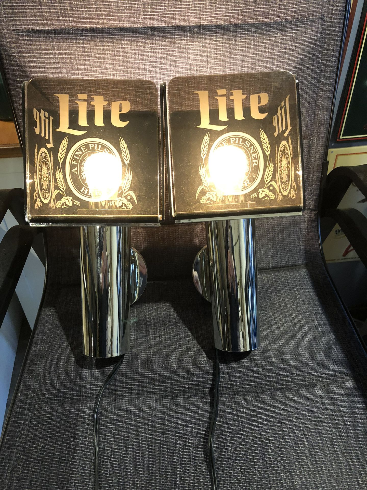 Miller Lite Wall Sconces Very Good Condition. Pickup Or Ship At Buyers Expense
