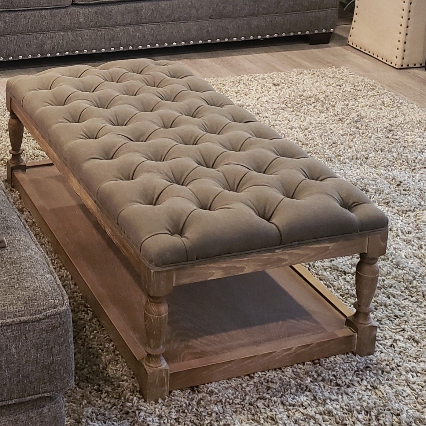 Modern Grey upholstered coffee table/ottoman