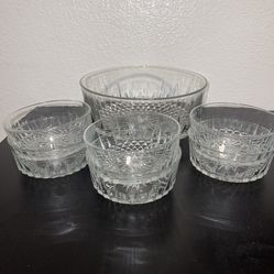 Vintage Arborio France clear cut glass set