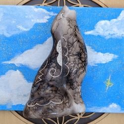 Horse Hair Pottery Wolf Howling, Witch