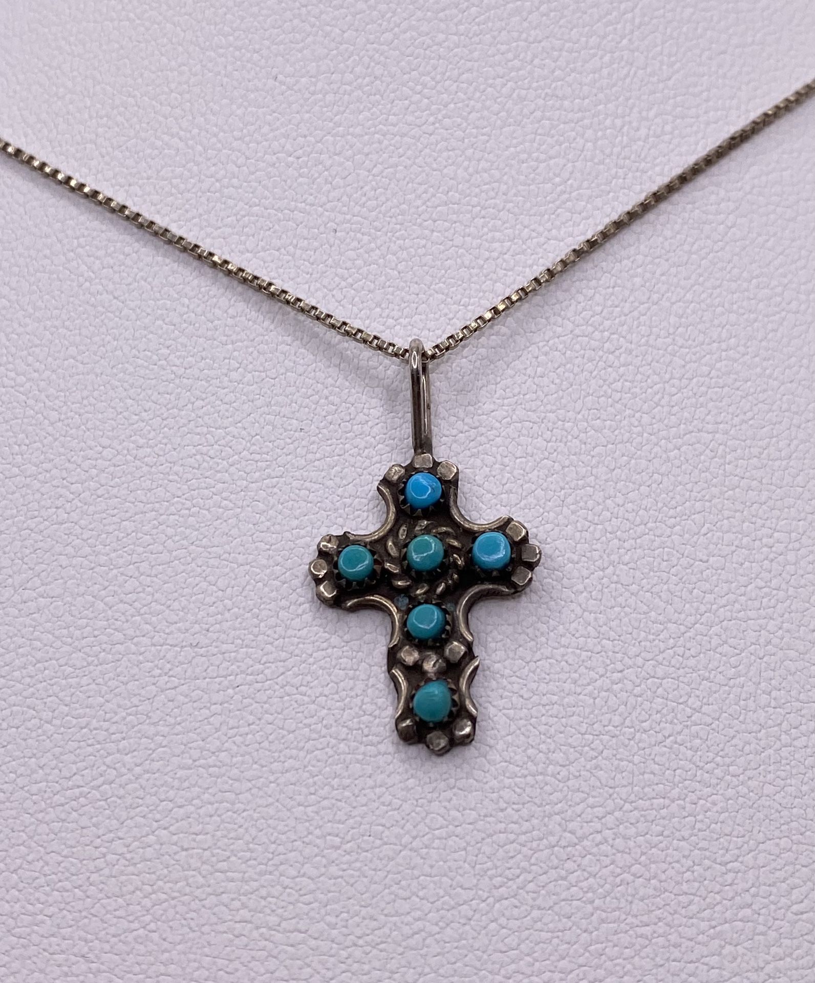 22” Turquoise Cross Necklace 