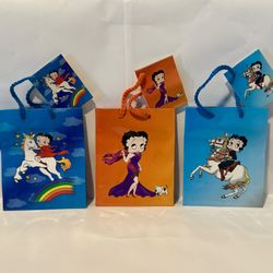 Set Of 3 Vintage Betty Boop Small Paper Gift Bag / AUTHENTIC BETTY BOOP Unicorn
