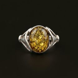 Beautiful Baltic Amber Sterling Silver Ring size 7