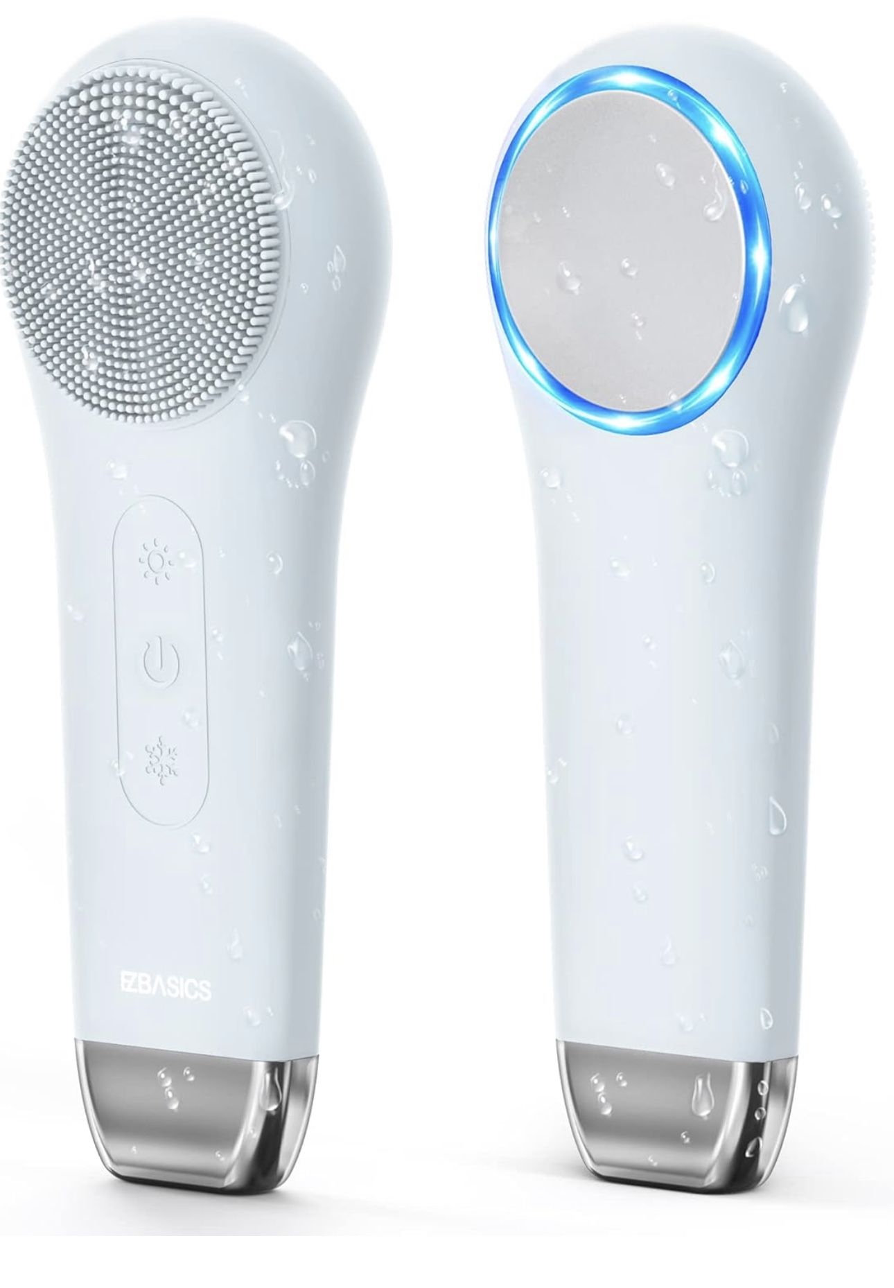 EZBASICS Facial Cleansing Brush face Scrubber Waterproof Face Scrub Brush for Men & Women Rechargeable Face Brushes for Facial Cleansing, Electric Sil