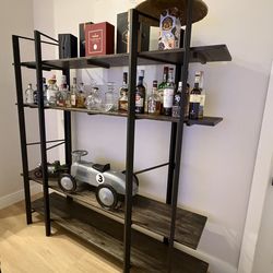 Modern Industrial Wood & Metal Shelf / Bar Display
