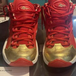 Reeboks Red & Gold  Basketball Shoes Size 4 Youth 