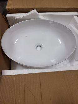 Oval Vessel Sink - Logmey 16"x13" Egg Shape Bathroom Vessel Sink Modern Above Counter White Porcelain Ceramic Bathroom Lavatory Vanity Vessel Sink Art
