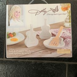Dolly Parton Guitar Shaped Shakers, Spoon Rest Set
