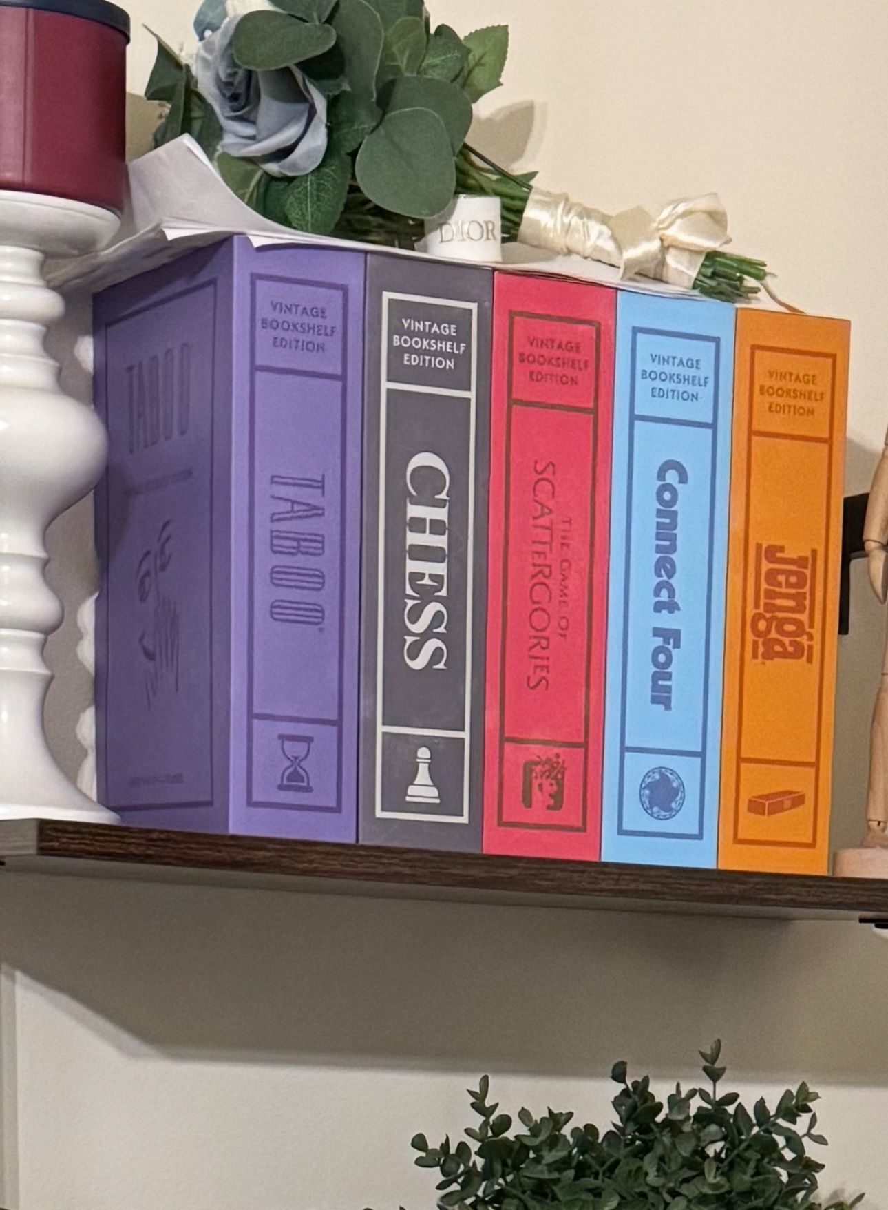 Vintage Bookshelf Board Games OBO