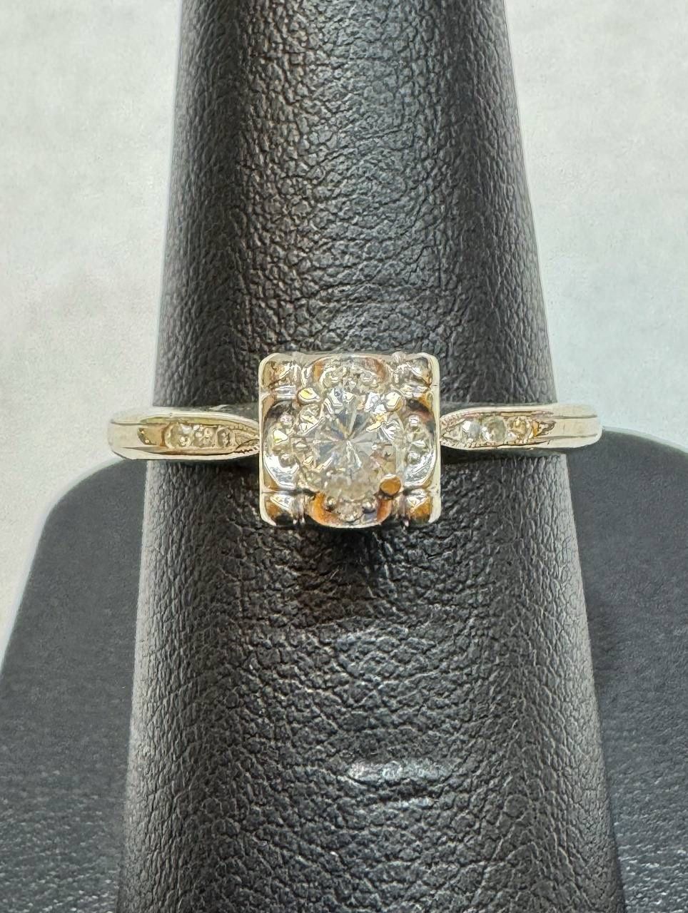 14k solid white gold 0.55CTW Diamond Engagement ring size 9