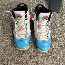 Nike Air Jordan 6 Rings Sneakers CK0018-100 Men’s Size 10 Blue Fury Cyber Pink