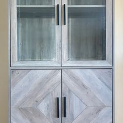 Alpena Glass-Door Wine Cabinet with Adjustable Shelves