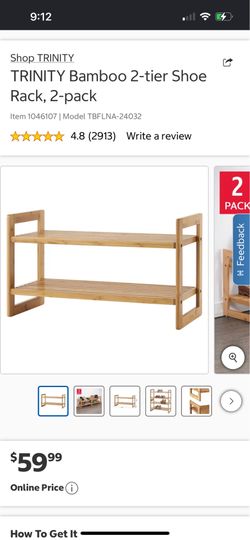 TRINITY Bamboo 2-Tier Shoe Rack (2-Pack) – Brand New