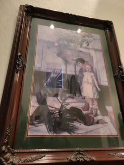 Antique  Picture Glass Front Carved  Frame Perfect  One Of A Kind 