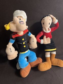 Vintage Popeye and Olive Oil Plush Dolls, 15 inch from Estate Home, Includes One Stand, pick up West Boynton / Delray off jog/