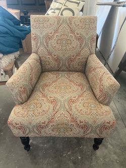 Paisley accent armchair, turned legs — $80 OBO